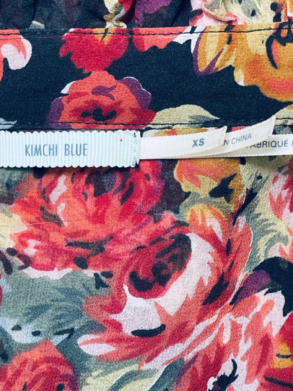 KIMCHI BLUE 100% Silk Floral Mini Dress XS + Cotton Slip Y2K - Picture 3 of 8